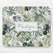 Waterverf groene tropische bosbladeren muismat (Voorkant)