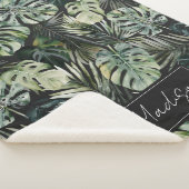 Waterverf groene tropische bosbladeren sherpa deken (3/4)