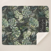 Waterverf groene tropische bosbladeren sherpa deken (Voorkant (horizontaal))