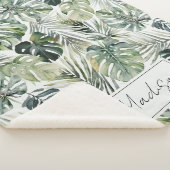 Waterverf groene tropische bosbladeren sherpa deken (3/4)