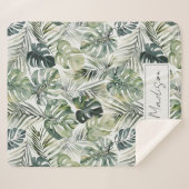 Waterverf groene tropische bosbladeren sherpa deken (Voorkant (horizontaal))