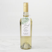 Waterverf groene tropische bruiloft bedankt flessenhanger (Op fles)