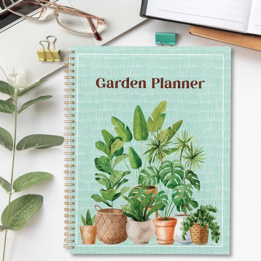 Waterverf groene tropische kamerplant tuin planner