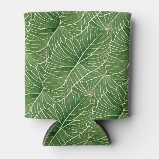 Waterverf Groene Tropische Lagen Patroon Blikjeskoeler (Voorkant)