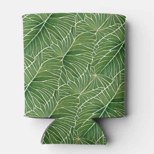 Waterverf Groene Tropische Lagen Patroon Blikjeskoeler (Achterkant)