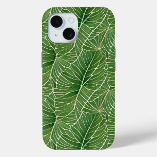 Waterverf Groene Tropische Lagen Patroon iPhone 15 Case