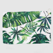 Waterverf Groene Tropische Lagen Patroon Golfhanddoek (Horizontaal)