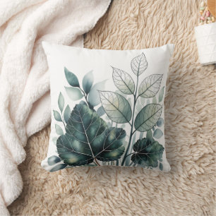 Waterverf Groene Tropische Lagen Patroon Kussen