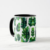 Waterverf Groene Tropische Lagen Patroon Mok (Voorkant links)