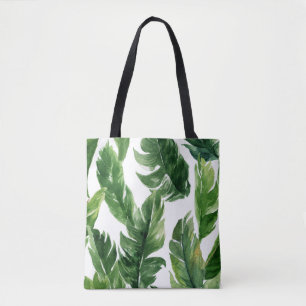 Waterverf Groene Tropische Lagen Patroon Tote Bag