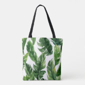 Waterverf Groene Tropische Lagen Patroon Tote Bag (Achterkant)