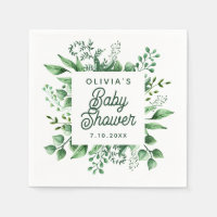 Waterverf groene tuin botanisch baby shower