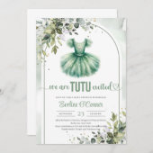 Waterverf groene tutu jurk eucalyptus en goud kaart (Voorkant / Achterkant)