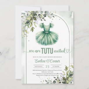 Waterverf groene tutu jurk eucalyptus en goud kaart