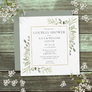 Waterverf Groene Tweed Baby Shower Sprinkle Kaart