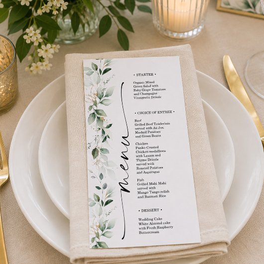 Waterverf Groene Tweekantige Trouwmenu Menu