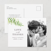 Waterverf groene varen. Botanische bruiloft dank u Briefkaart (Voorkant / Achterkant)