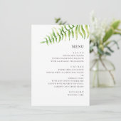 Waterverf groene varen. Groen botanisch bruiloft Menu (Staand voorkant)