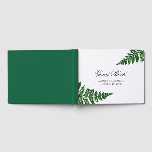 Waterverf groene varen. Woodland bruiloft. botanis Gastenboek (Volledig)