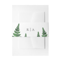 Waterverf groene varen. Woodland bruiloft