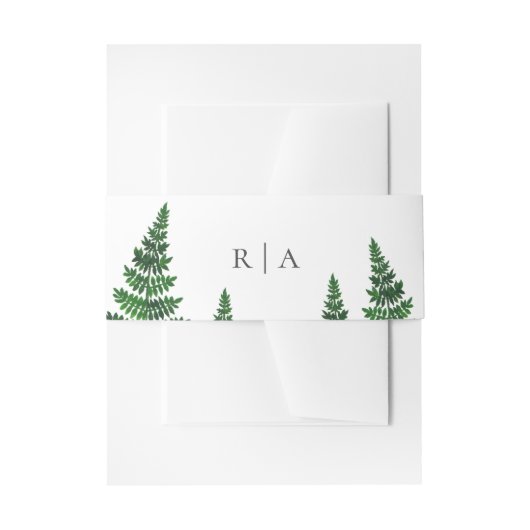 Waterverf groene varen. Woodland bruiloft Uitnodigingen Wikkel (Voorkant Voorbeeld)