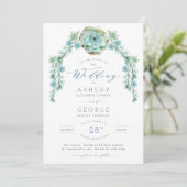 Waterverf Groene vetplanten Zomertuin Bruiloft Kaart (Staand voorkant)