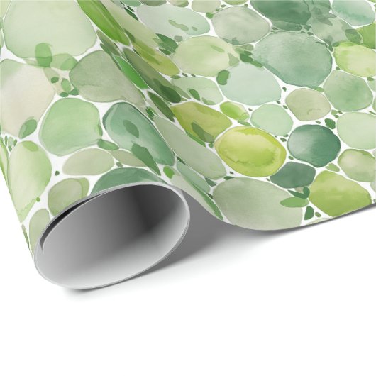 Waterverf Groene Vlekken Cadeaupapier (Rol Hoek)