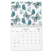 Waterverf Groene Vlinders en Stippen 2026 Kalender (Feb 2027)