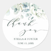 Waterverf Groene Vloeiing Dank u wel Ronde Sticker (Voorkant)