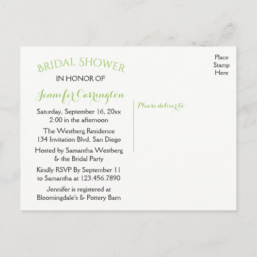 Waterverf Groene Vrijgezellenfeest Champagneglazen Uitnodiging Briefkaart (Achterkant)