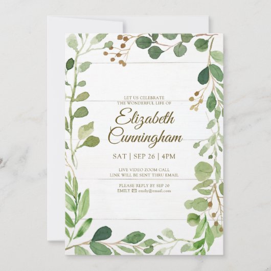 Waterverf Groene vulling Virtuele Memorial Kaart (Voorkant)