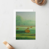 Waterverf Groene weide hooivelden Notitiekaartje (Voorkant / Achterkant in situ)