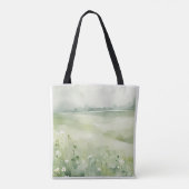 Waterverf groene weidelandschap wilde bloem tas (Achterkant)