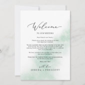 Waterverf groene welkomstbrief en reisroute (Voorkant)