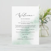 Waterverf groene welkomstbrief en reisroute (Staand voorkant)