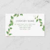 Waterverf groene wijnstokken laten minimalistisch  visitekaartje (Achterkant)