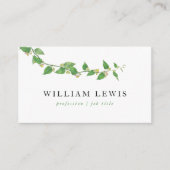 Waterverf groene wijnstokken laten minimalistisch  visitekaartje (Voorkant)