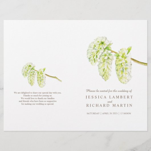 Waterverf groene willow catkins bruiloft (Voorkant)