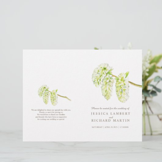 Waterverf groene willow catkins bruiloft (Staand voorkant)