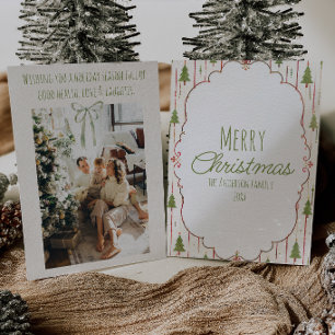 Waterverf groene winterbomen frame kerstmis feestdagenkaart
