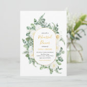 Waterverf Groene Witte Bloemen Huwelijksrepetitie Kaart (Staand voorkant)