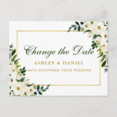 Waterverf Groene-witte Floral-Gold-verandering Dat Briefkaart (Voorkant)