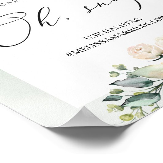 Waterverf groene witte rozen blaasje poster (Hoek)