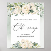 Waterverf groene witte rozen blaasje poster (Voorkant)