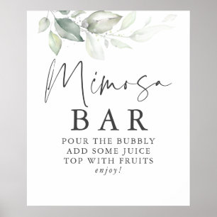 Waterverf Groene Zilveren Mimosa Bar Bord Poster