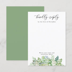 Waterverf Groenen en Foliage Verticaal leeg RSVP Kaartje