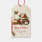 Waterverf Groenen Holly Berries Vrolijk Kerstfeest Cadeaulabel (Voorkant)