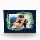 Waterverf Groenerie op Navyblauw Fotoblokken (Voorkant)