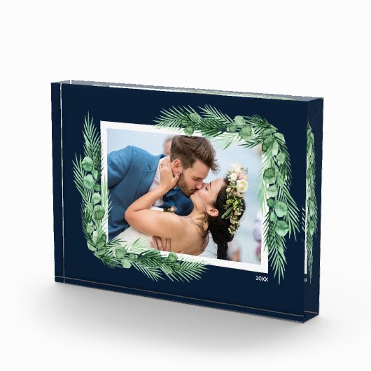 Waterverf Groenerie op Navyblauw Fotoblokken (Rechts)