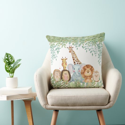 Waterverf groenery giraffe pasgeborene safari crèc kussen (Stoel)